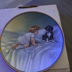 Decorative Plate with Child and Puppy